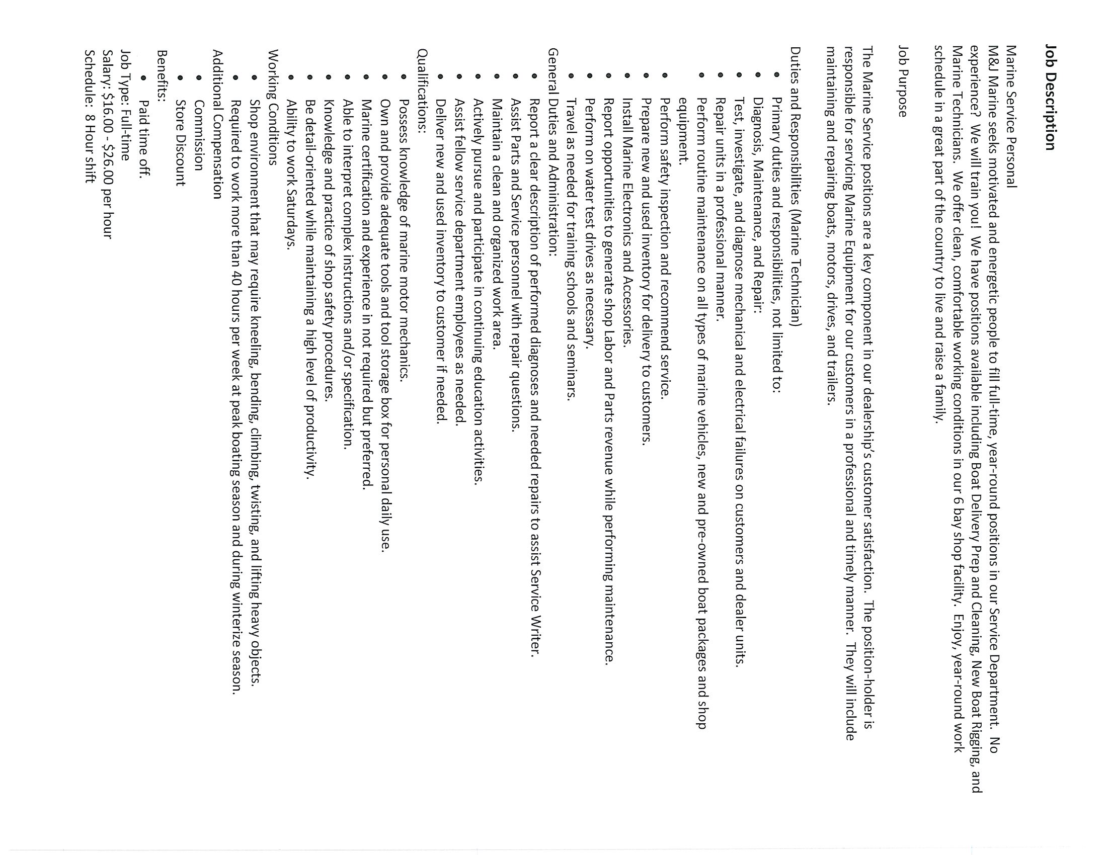 Careers M & J Marine Mosinee Wisconsin